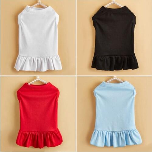 Ruffle Cute Dog Dress Summer Solid Blank Clothes for Small Dogs Fashion Skirt Cotton Cozy Clothing Puppy Cat Costume 7 Colour