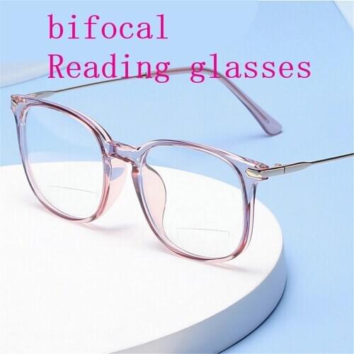 Multifocal Far Near Reading Glasses Men High Quality Bifocal lenses Glasses Anti-Blue Light Presbyopia Women Metal frame NX