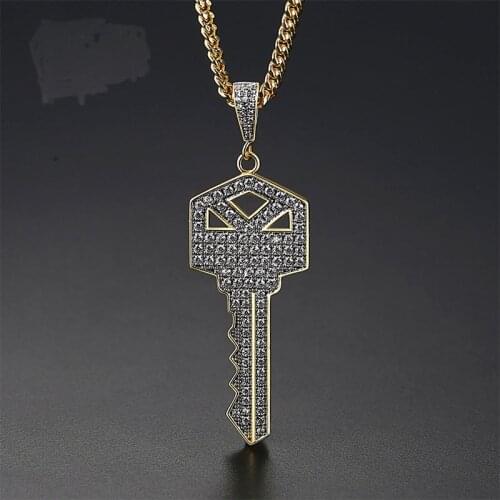 Funmode Fashion Hip Hop Cuban Link Chain Key Design Pendant Necklace For Men Party keychain accessories Wholesale FN210