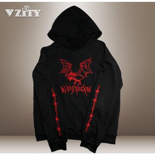 Embroidery Hoodie Men Clothes Casual Harajuku Sweatshirts Spring and Autumn Men Streetwear Hip Hop Gothic Black Punk Pullover