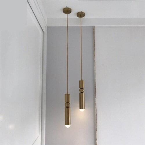 Nordic Modern Metal Simple Pendant Lights Retro Restaurant Bar Home Decor Lamp Single-Head Small Droplight Bedside Bedroom Lamps
