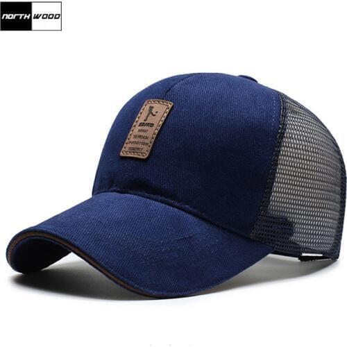[NORTHWOOD] Navy Blue Mesh Cap Mens Summer Baseball Cap Casquette Homme Breathable Gorra Trucker Cap Men