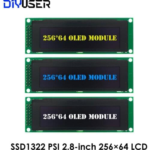 NEW OLED Display 2.8" 256*64 25664 Dots Graphic LCD Module Display Screen LCM Screen SSD1322 Controller Support SPI
