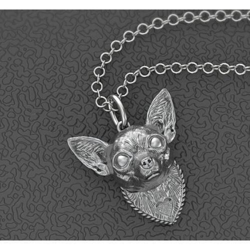 Chihuahua necklace metal cartoon dog pendant jewelry golden colors plated