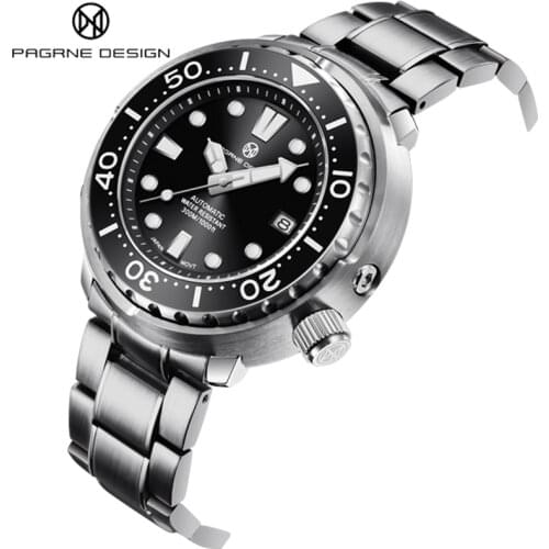 PAGRNE DESIGN 2021 Classic Luxury Mens Large Dial Automatic Watch Sapphire Glass Mechanical Watches 300 Waterproof Mens Watch