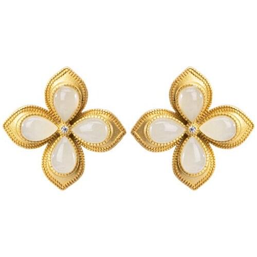 Simple Retro Electroplated Gold Big Flower Earrings