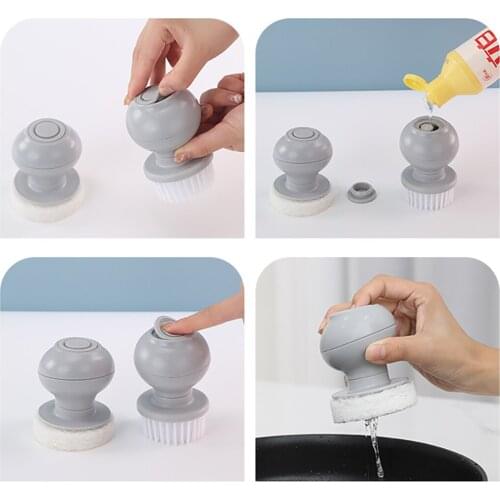 Justdolife Palm Clean Brush Non-Slip Plastic Silicone Soap Dispensing Brush Dish Scrubber Kitchen Soap Dispensing Palm Brush