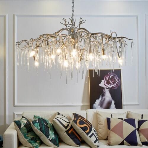 Modern living room chandelier crystal personality simple villa dining room bedroom French designer model office lamps