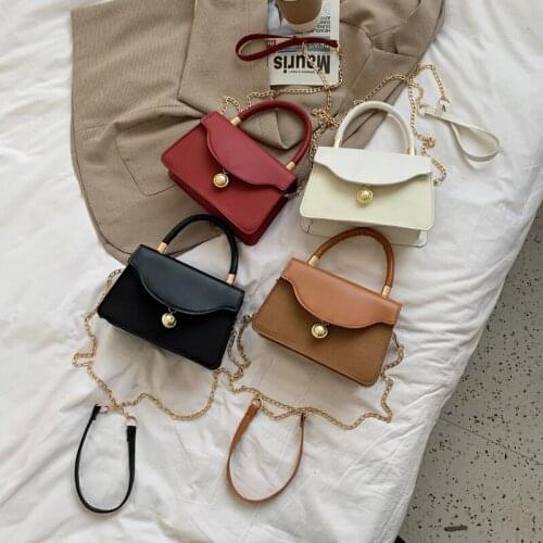 Retro PU Leather Crossbody Bags For Women 2021 Summer Small Shoulder Simple Bag Female Luxury Chain Handbags And Purses