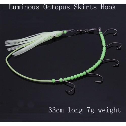 Luminous Octopus Skirts five Hooks with 30pcs Balls/Swivels Sea Fishing Soft Bait Pesca