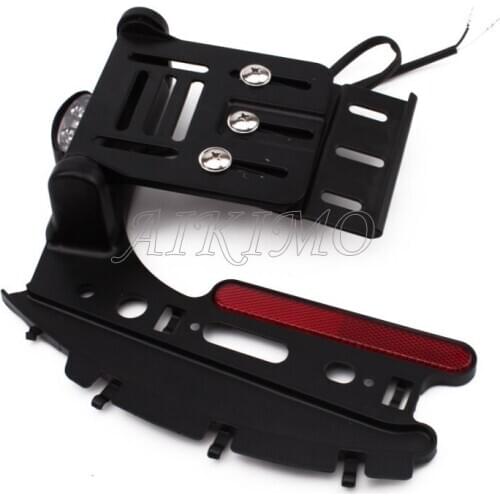 Motorcycle Telescopic Folding Side Mount License Plate Holder W/ LED Tail Light For Harley Dyna Fat boy 883 1200 XL 2007-2016