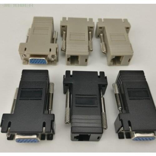 VGA Extender Adapter Female to Lan Cat5 Cat5e/6 RJ45 Ethernet Female Adapter Connects VGA female to RJ45 female Black 300PCS/LOT