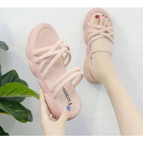 Slippers Women Fashion Ladies Platform Shoes Casual Womens Summer Shoe Solid Wedges Platform Slippers New 2021 Chaussure Femme
