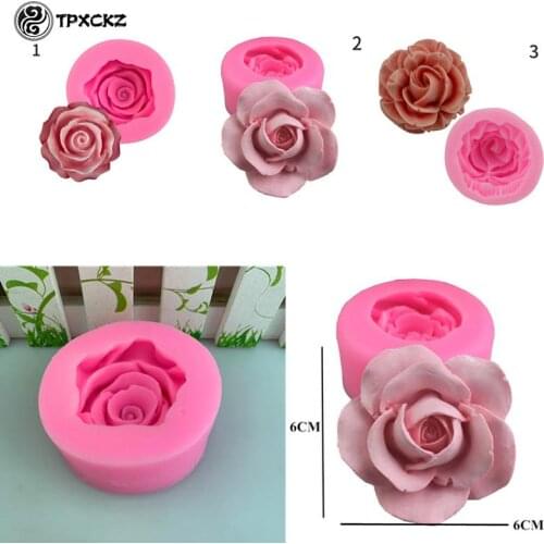 3D Flower Bloom Rose Shape Silicone Fondant Soap Cake Mold Candle Mold Cupcake Baking Tool Candle Making