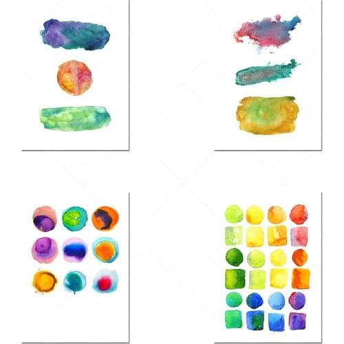 Abstract shape wall art, abstract art print, abstract art poster, abstract watercolor wall circle wall art decoration canvas pos