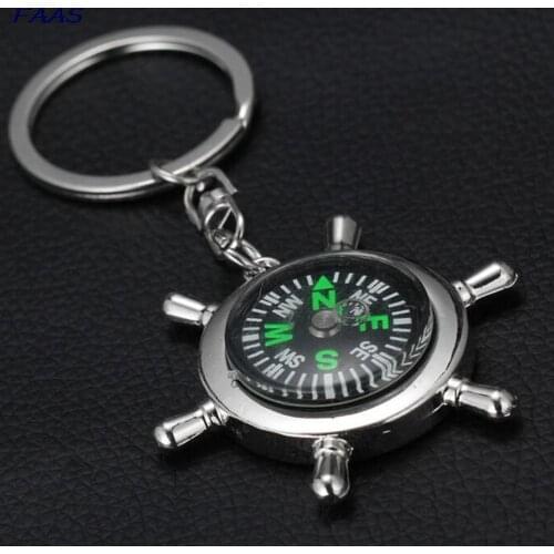 1Pcs Brand New Compass Auto Key Chain Ring Keyfob Gift Metal Car Keyring Keychain 9.6*5*1cm