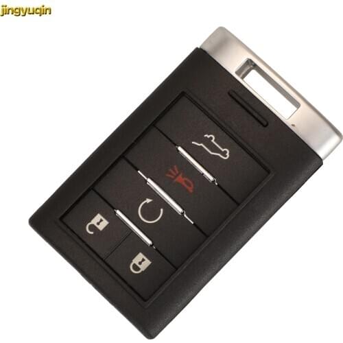 Jingyuqin Remote Car Key Fob Shell For Cadillac SRX CTS XTS DTS 2010 2011 2012 2013 2014 5 Buttons Entry Case