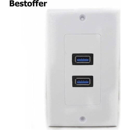 Dual 2-Ports USB 3.0 Socket Charger Receptacle Outlet Wall Face Plate Panel