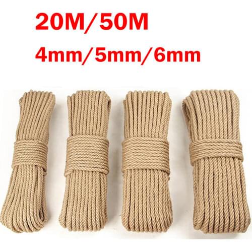 20/50M Jute Rope Sisal Rope Macrame Cord for DIY Sewing Home Textile Desk Chair Leg Binding Hanging Plant Flower Pot Making