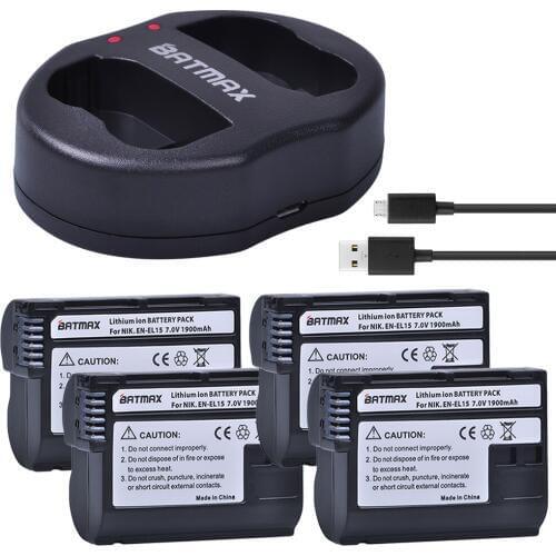 EN-EL15 EN EL15 ENEL15 Camera Battery+USB Dual Charger for Nikon D600 D610 D600E D800 D800E D810 D7000 D7100 d750 ,Z6,Z7