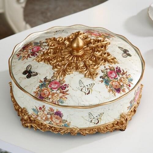 European style dry fruit tray home creative simple melon seeds snack fruit tray home covered living room tea table nut candy box