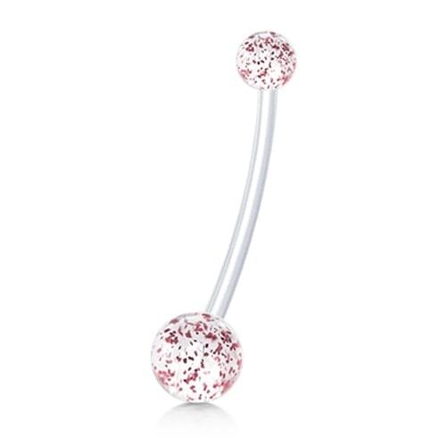 14G 1.6mm 1 / 2-inch 38mm Long Flash Ball Flexible Abdomen Button Ring Sport Pregnancy Bioflex Belly Ring Holder Navel Rod