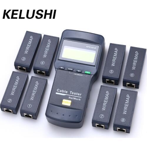KELUSHI NF-8108M Multifunction Cat5 RJ45 Network LAN Phone Cable Tester Meter Mapper 8 pc Far End Test Jack English Operation
