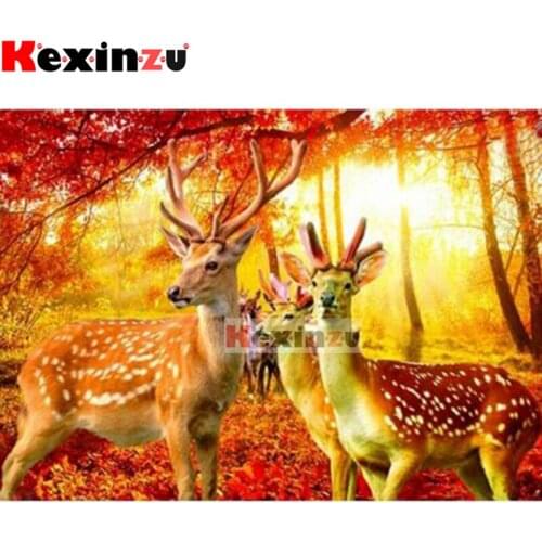 Kexinzu 5D DIY Full Square/Round Drill Diamond Painting Kit "Sika deer" Embroidery Mosaic Cross Stitch Stickers Decor Gift XF005
