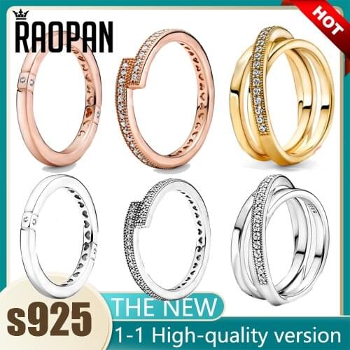 Pre-Autumn 2021 Collection Charms Sparkling Overlapping Ring Hearts Ring With Logo For Woman Crossover 925 Sterling Silver