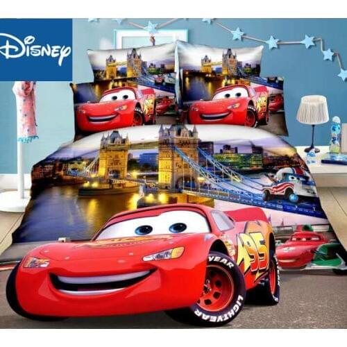 Disney McQueen cars twin size bedding set for children bedroom decor quilt covers 99x190cm bed single flat sheet 2-4pcs discount
