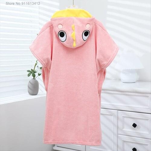 Cartoon Blue Dinosaur Soft Microfiber Summer Beach Towel with Hood Hooded Bath Towel for Boys Girls Wearable Travel Wrap Blanket