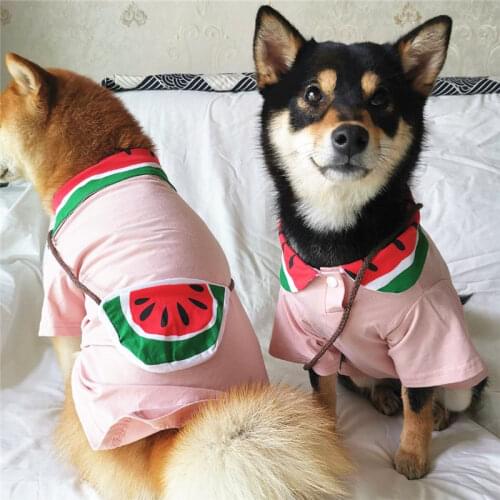 Pure Cotton Pet Clothes Fruit Watermelon Dog Pet Cotton T-shirt Short Sleeve Corgi Teddy Shiba Inu Clothes Summer