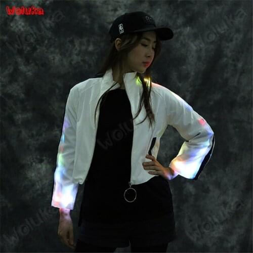 LED luminescent casual jacket loose breathable casual couple jumping Dick Party performance Costume luminescent suit CD15 T02