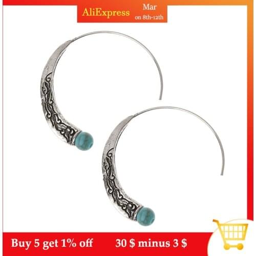 Hoops Boho Earrings Vintage Tibetan Gypsy Indian Bollywood Ethnic Earrings Women