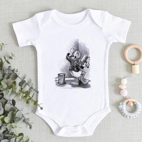Fashion New Style 0-24M Baby Newborn Jumpsuits Funny Donald Duck Print Newborn Romper Casual Fine Soft Toddler Bodysuit