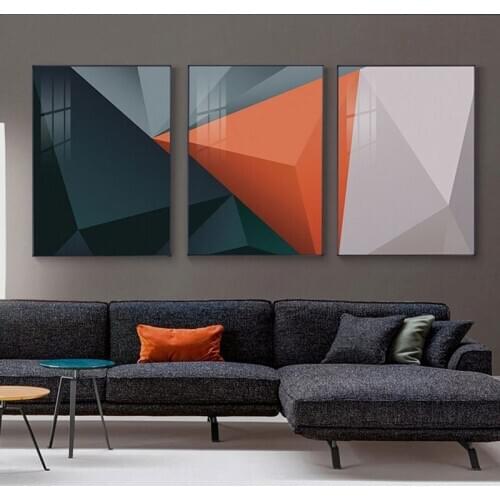 Fashion Orange Pyramid Printing Industrial Style Poster Wall Pictures for Living Room Bedroom Unique Triangle pattern Home Decor