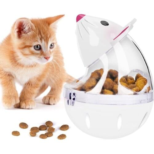 Cat Food Ball Slow Feed Mice Tumbler Shaped Pet Treat Ball Pets Tumbler Leakage Food Ball Pet Cat Training Exercise Fun Bowl