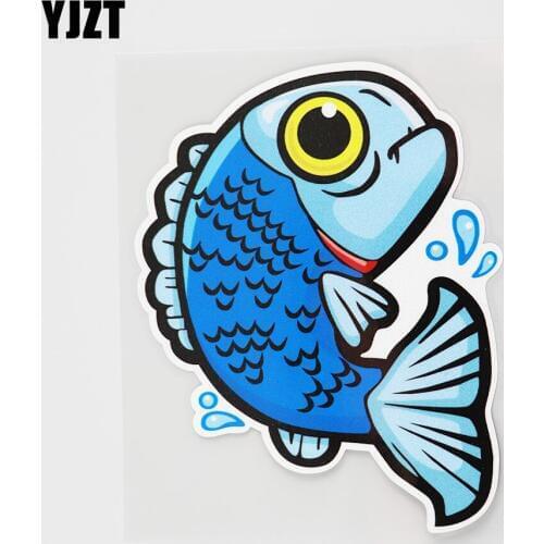 YJZT 10.3CMX13.4CM Blue Dolphin Car Sticker Ocean Fish At Ease Pvc Decal 13A-0130