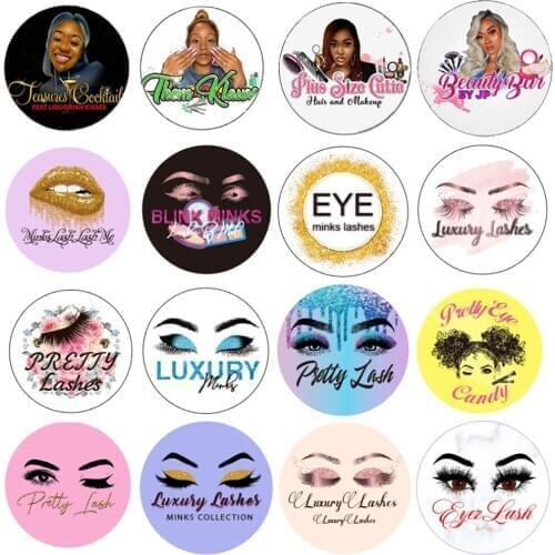 Free Custom Mink Eyelash Packaging Box Sticker Logo 3D Mink Lashes In Bulk Wholesale 25mm Lashes Label Sticker 300 Pieces