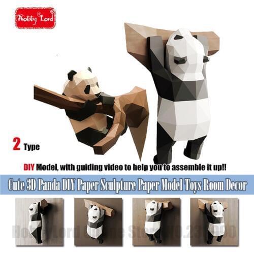 2019 New Cute 3D Panda DIY Paper Sculptures 3D animal Paper Craft Room decorations educational Paper model Toy gifts Party favor