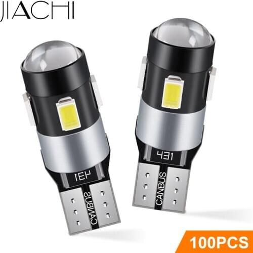 JIACHI 100PCS Wholesale T10 LED Bulbs W5W CANBUS LED 194 168 2825 501 LED Auto Lamps Replacement Bulbs 5730 SMD 6LEDs White 12V