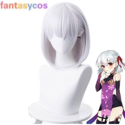 Fate Grand Order Cosplay Curly Wig Assassin Kama Short Wig Heat Resistant Synthetic Hair Cosplay Wigs+ Free Wig Cap