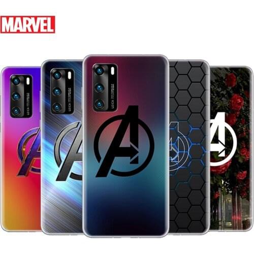 Transparent Cover Marvel Avengers Logo Marble For Huawei P40 Lite E P30 P20 P10 P9 P8 Pro Plus Lite mini 2019 Phone Case