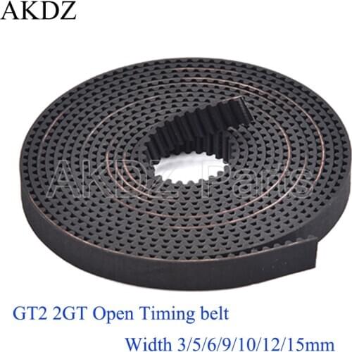 2MGT 2M 2GT Open Synchronous Timing Belt Width 3/6/9/15mm Rubber Samll Backlash GT2 2GT-3/2GT-6/2GT-9/2GT-15mm 3D Printer