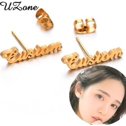 UZone Initial Custom Name Earrings For Women Handmade Custom Nameplate Stud Earring boucle d'oreille