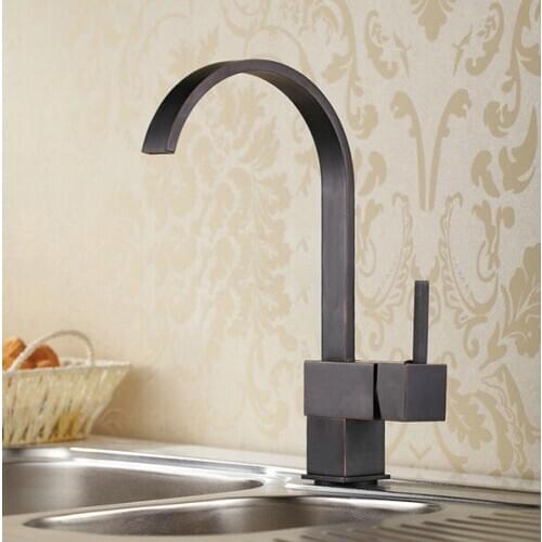 Bathroom Kitchen Sink Faucet Black Oil Rubbed Brass Deck Mount Hot and cold Crane Vanity Sink Mixer Taps zhg002
