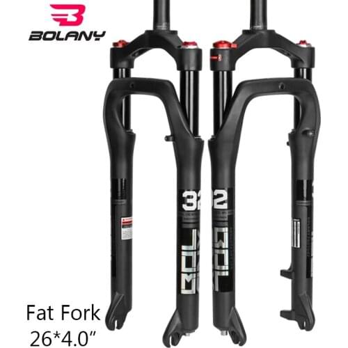 BOLANY 135mm Bicycle Parts Snow Bike Suspension 26inch Aluminum Alloy Air Gas Bike Fork For Fat 4.0"Tire e-bike Bicycle Parts