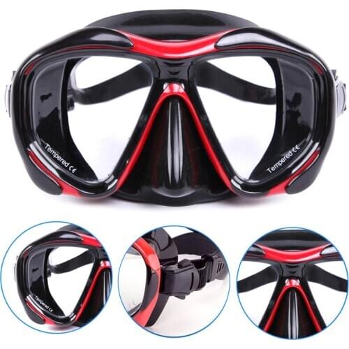 Adult Swimming Goggles Tempered Glass Wide View Anti-fog Snorkel Mask XR-Hot