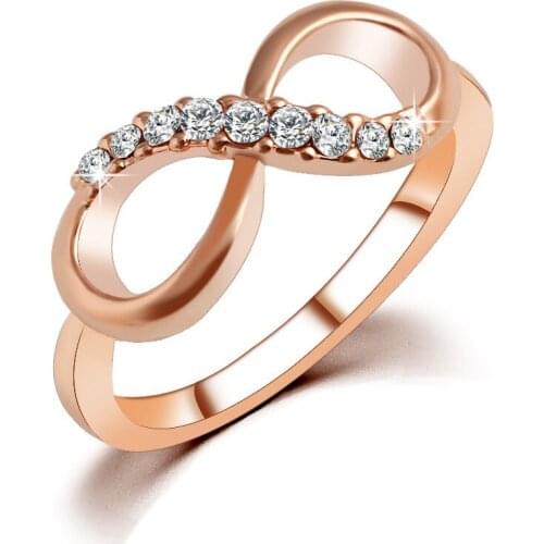 Japanese And Korean Version Of Rose Gold Crystal Zircon Ring Luxury Simple Women Fashion Jewelry Factory Wholesale