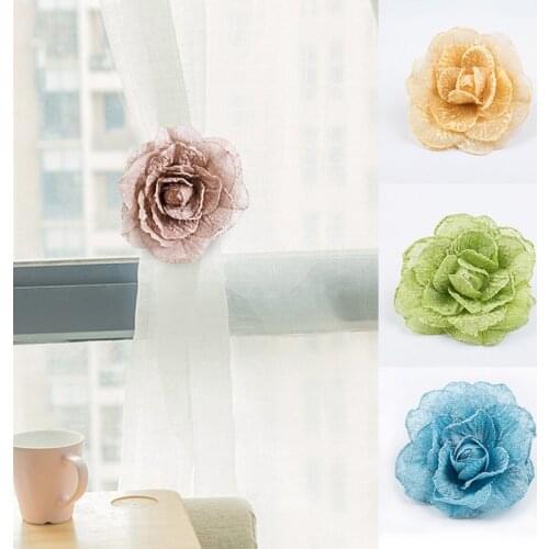 1PC Flower Shape Magnet Curtain Buckle Tiebacks For Restroom Bathroom Curtain Hook Curtain Rods Accessories Home Decor